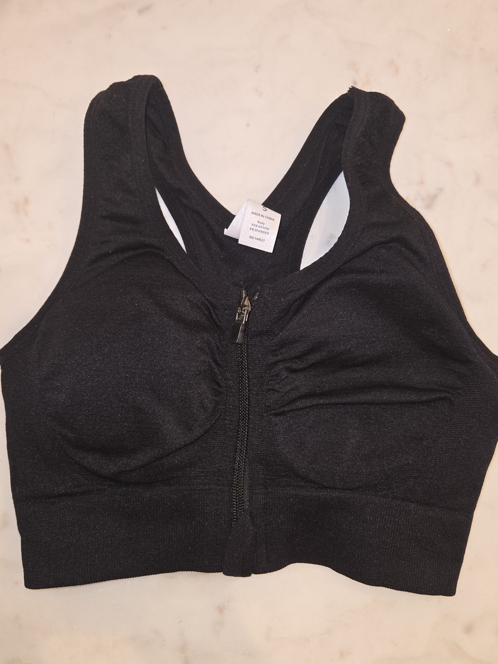 90 Degree By Reflex Black Seamless Zip Sports Bra